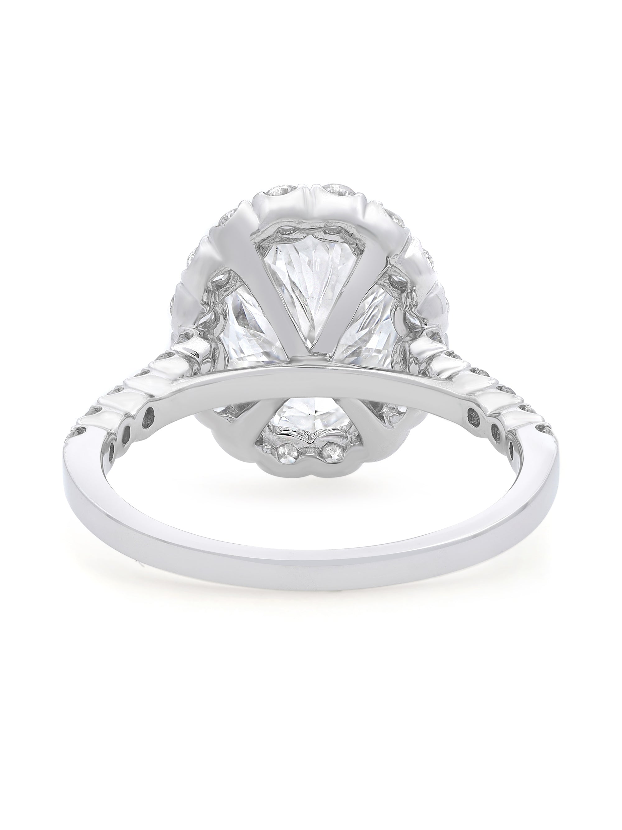 Oval Cut Diamond Engagement Ring 18K White Gold SZ 6 W933