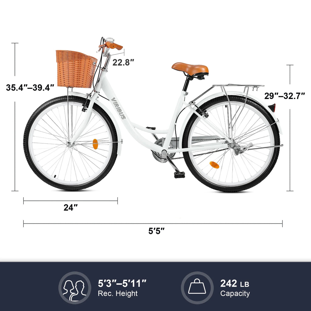 24 Inch Women's Comfort Bike with Basket Step Through Bike M8816