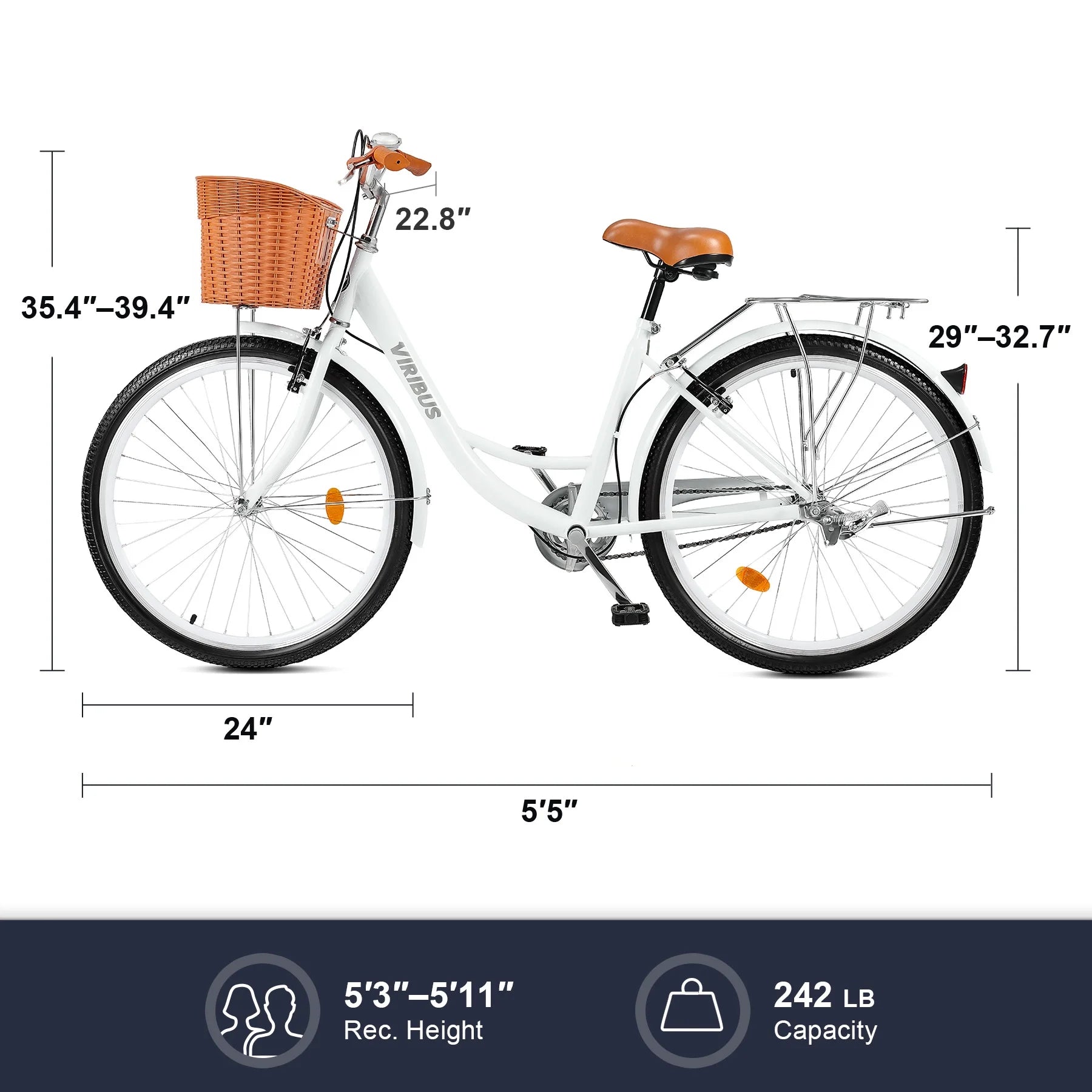 24 Inch Women's Comfort Bike with Basket Step Through Bike M8816