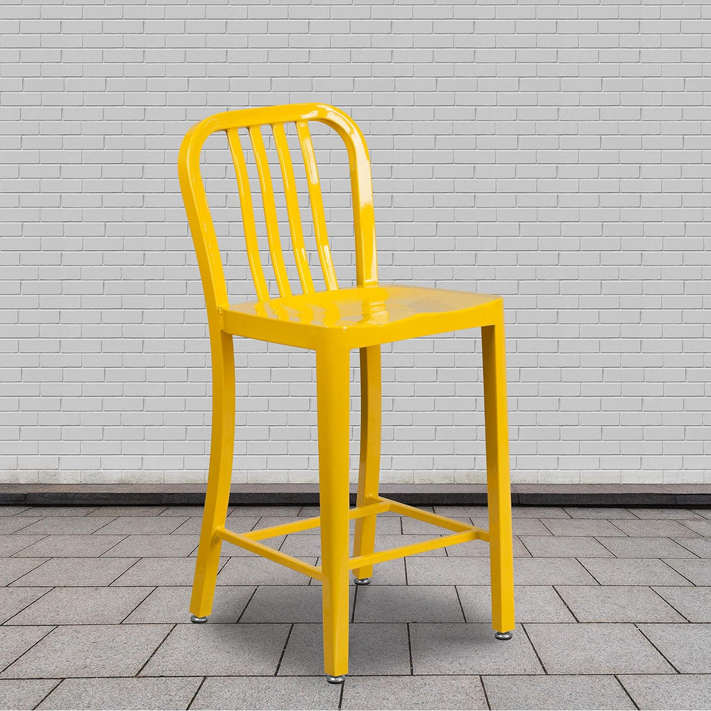 Silver Metal Indoor-Outdoor Counter Height Stool H603