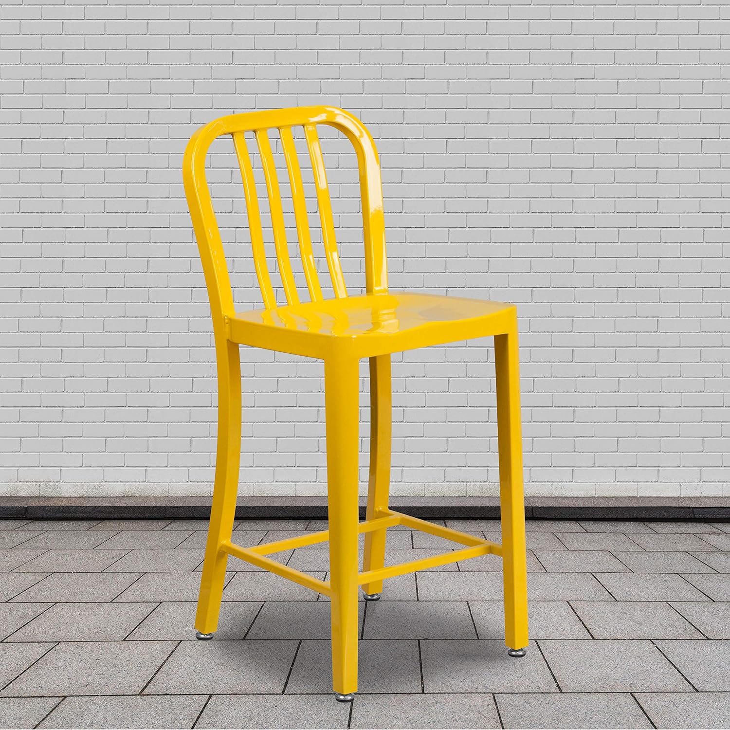 Silver Metal Indoor-Outdoor Counter Height Stool H603