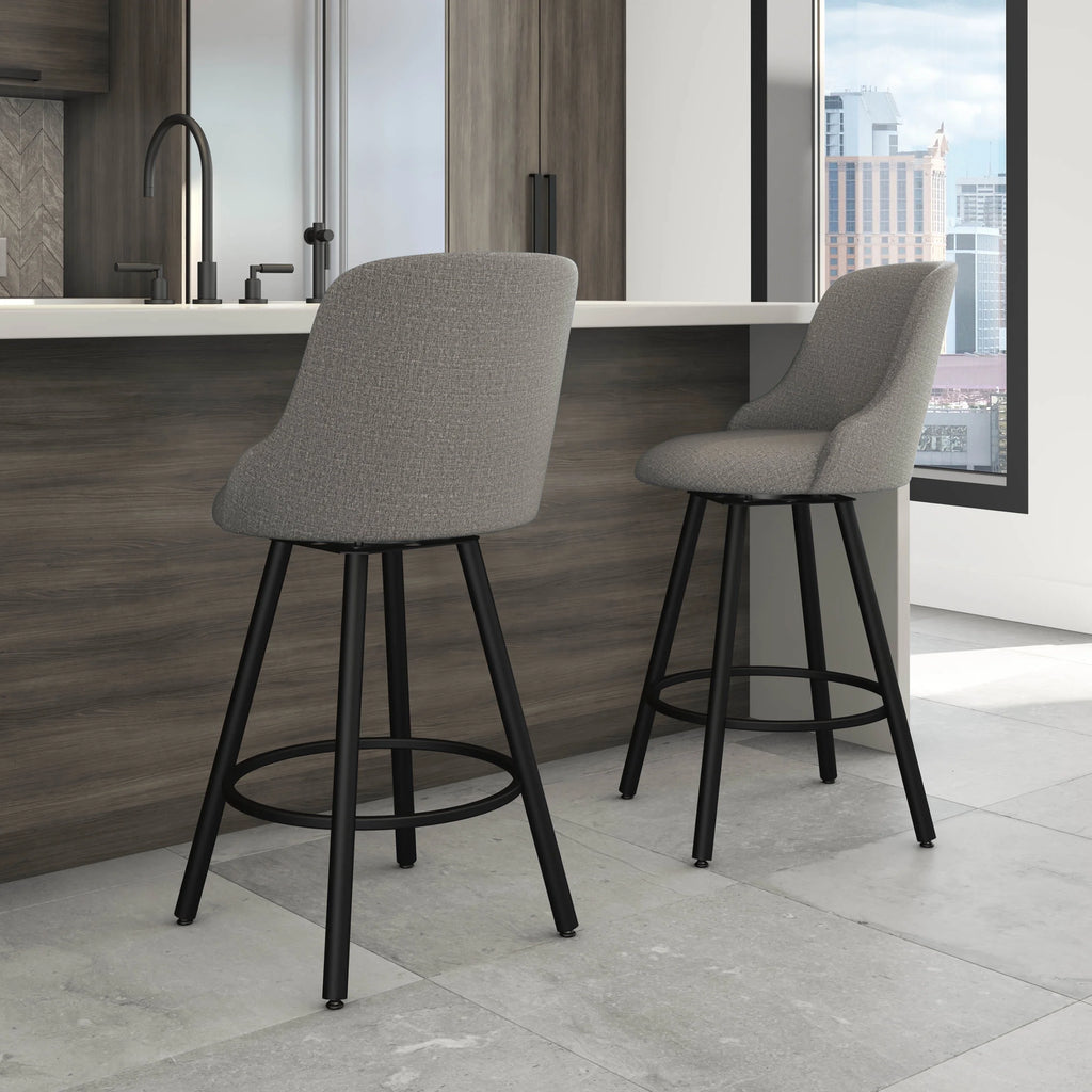 Swivel Counter Stool - Silver Grey Polyester / Black Metal G787344