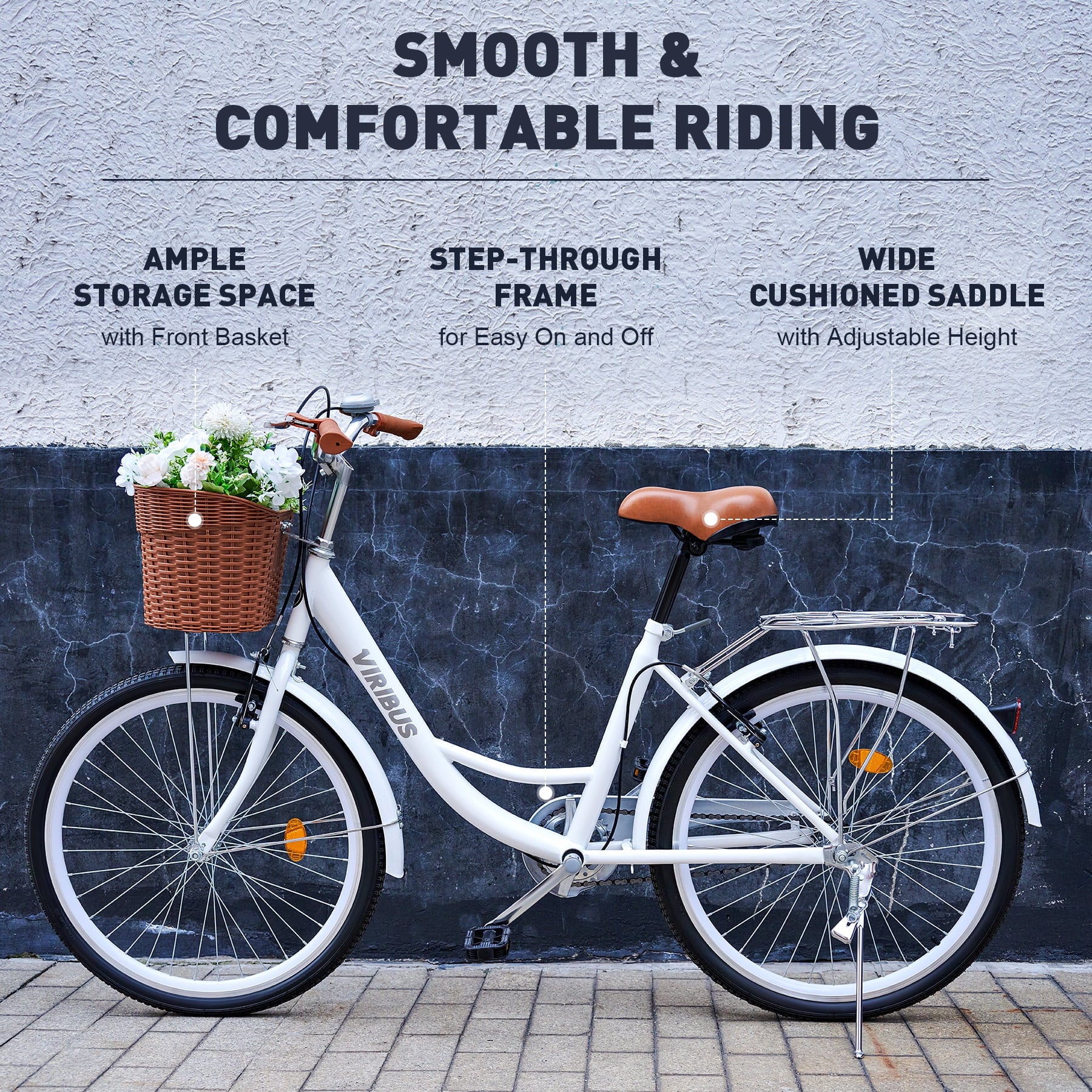 24 Inch Women's Comfort Bike with Basket Step Through Bike M8816