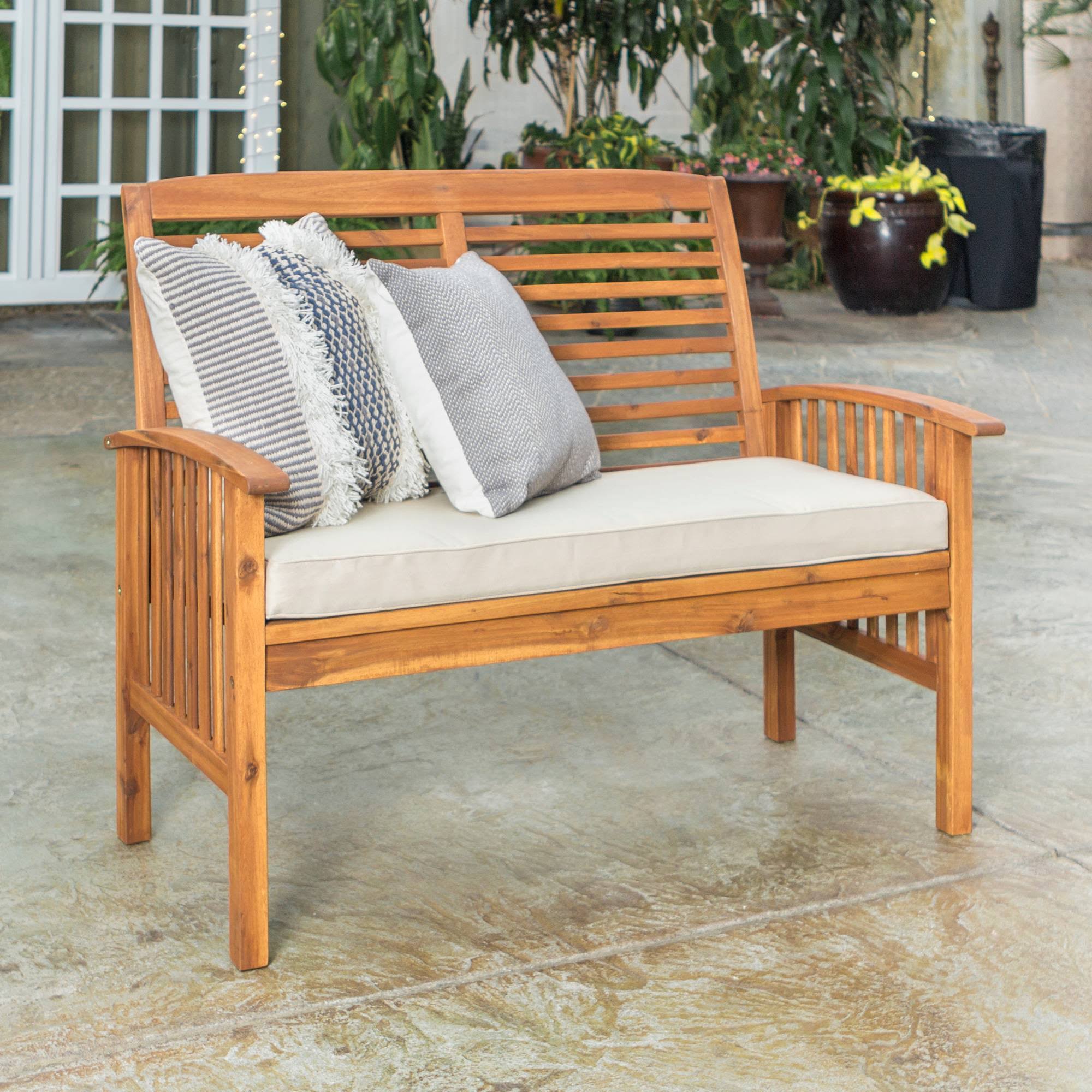 Acacia Wood Patio Loveseat Bench - Brown O6531