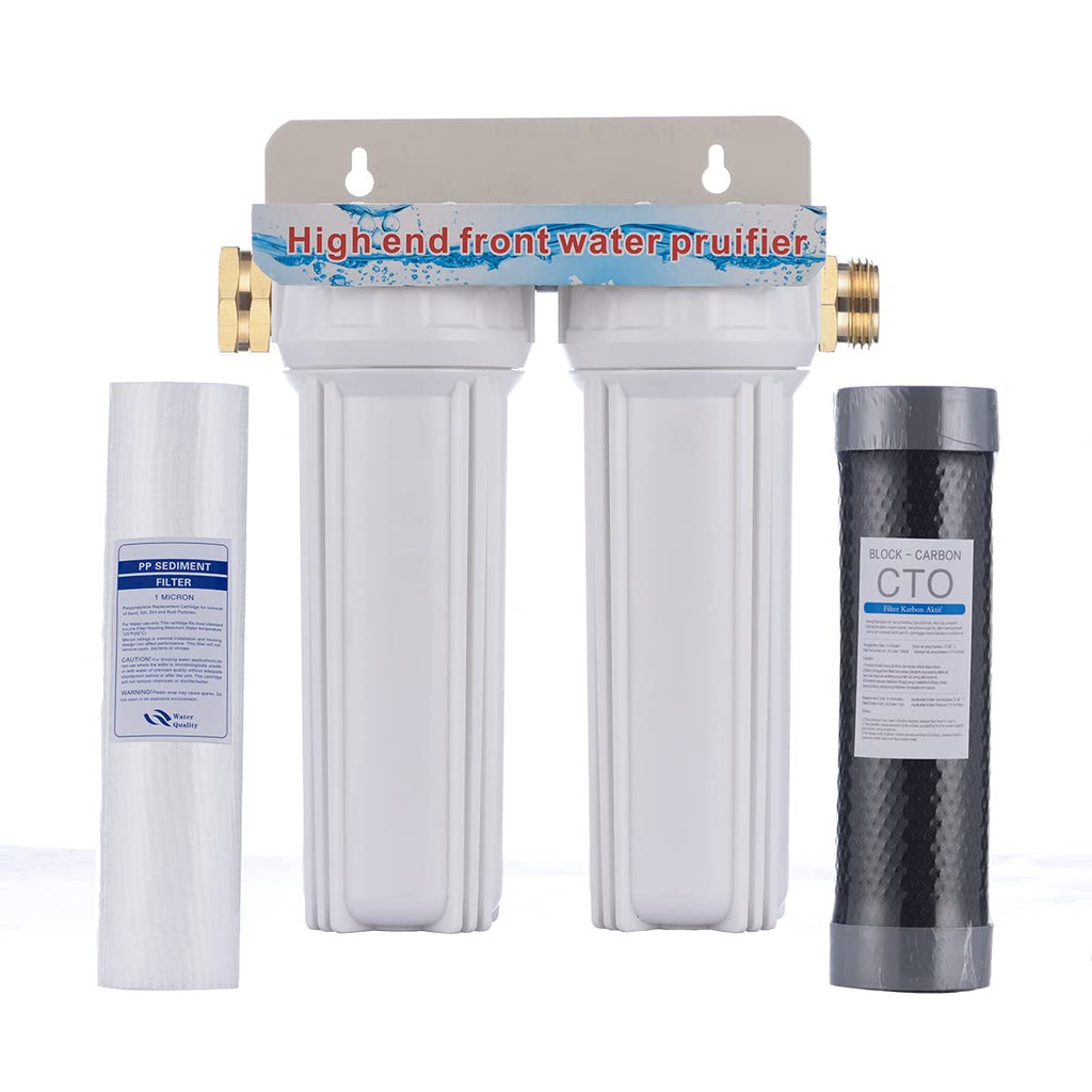 External RV Dual Water Filter System with 3/4 GHT Adapter and Two Filters F65266