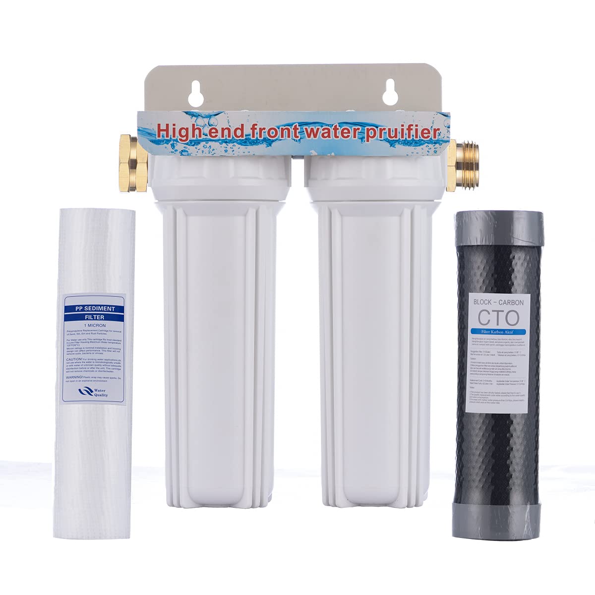 External RV Dual Water Filter System with 3/4 GHT Adapter and Two Filters F65266