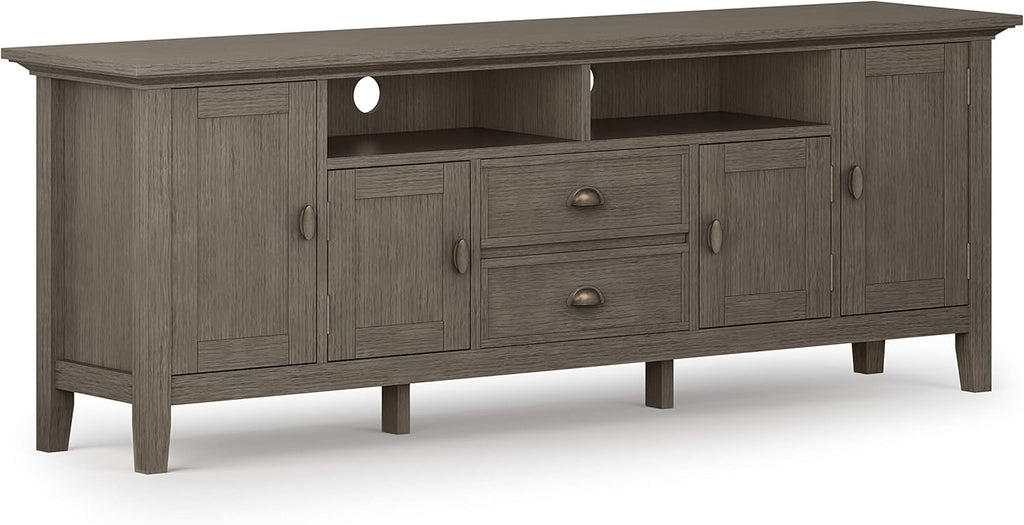 72 inch Solid Wood TV Media Stand Farmhouse Grey I58977