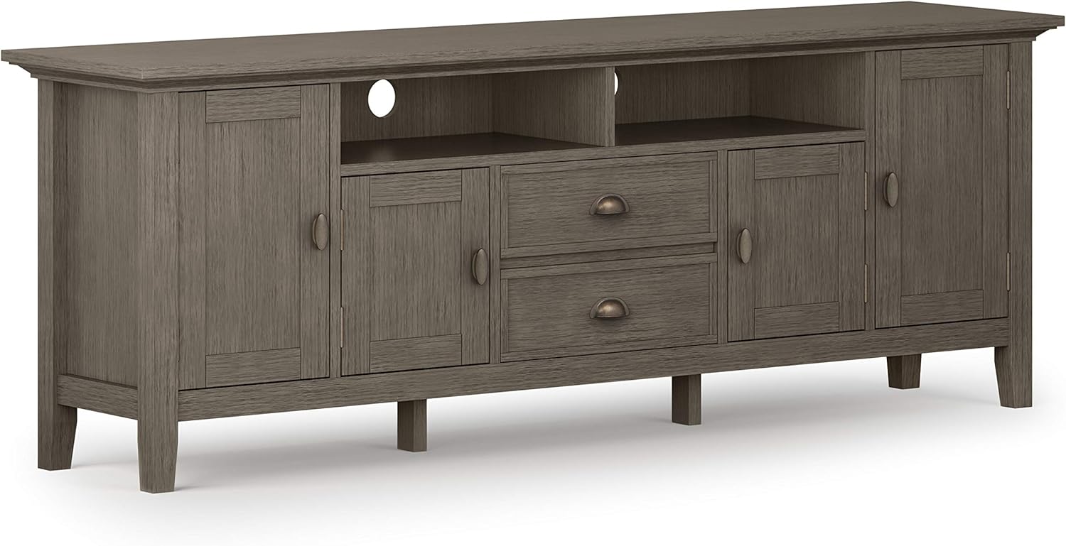 72 inch Solid Wood TV Media Stand Farmhouse Grey I58977
