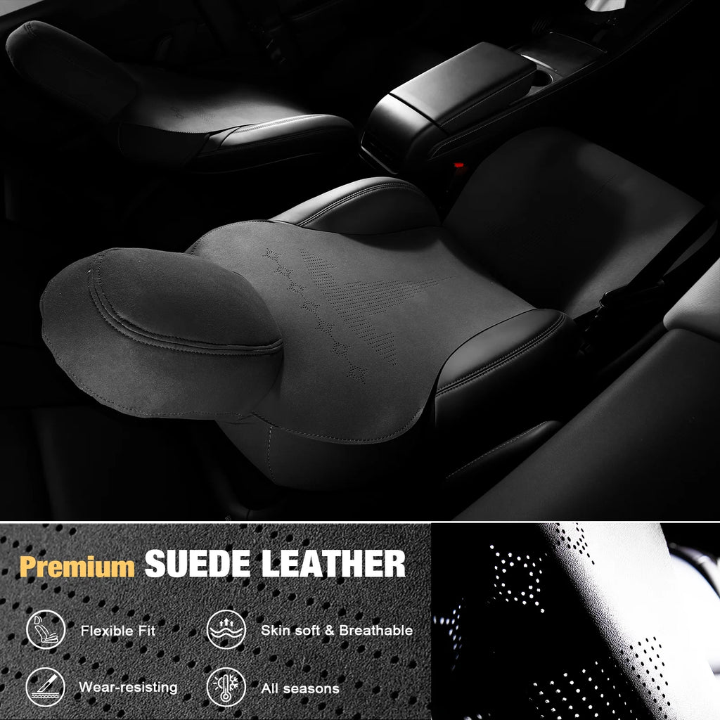 Black Suede Leather Seat Cover Cushion Protectors W322385