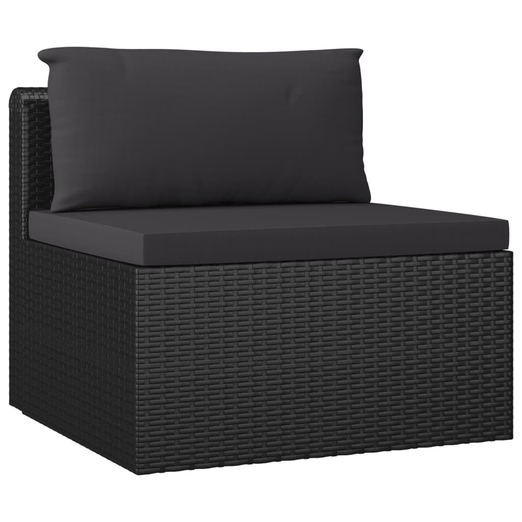 4 Piece Poly Rattan Patio Sofa Set with Cushions Black D647438