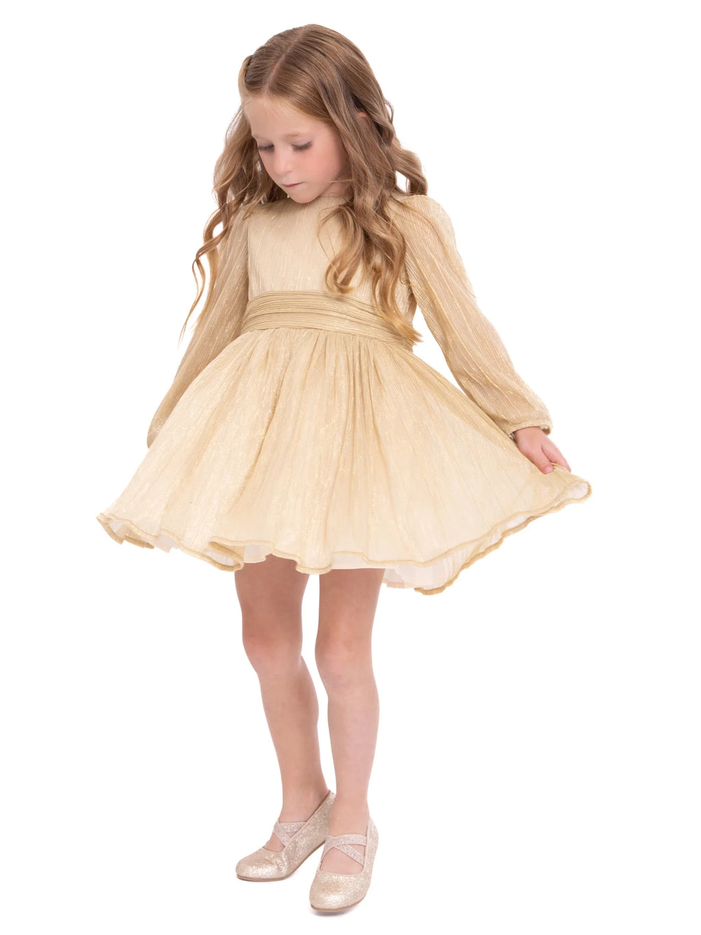 Baby Girls’ Long Sleeve Holiday Dress with Diaper Cover L96097