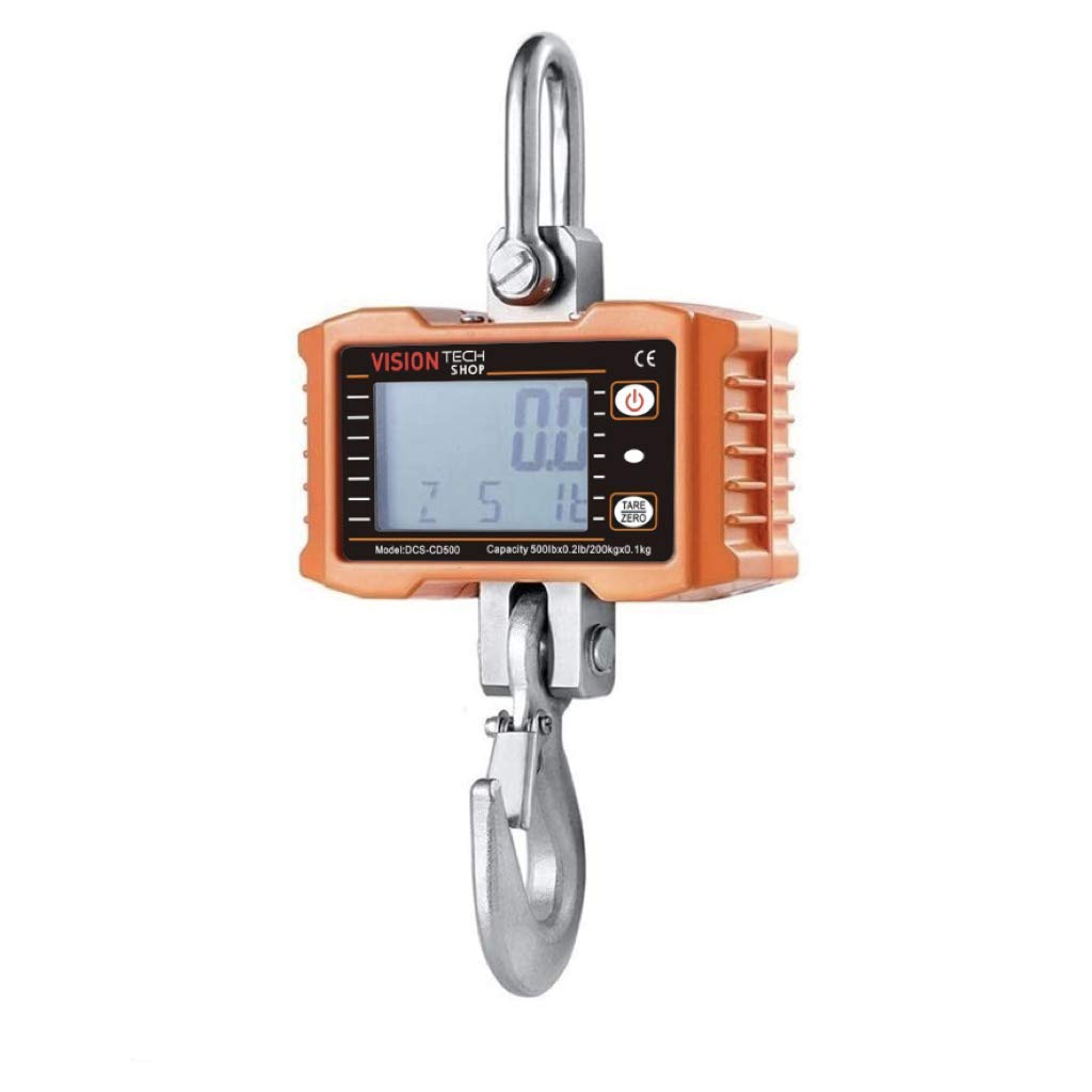 Digital Crane Scale 500lb 200kg Heavy Duty Compact Hanging Scale LED Display V663