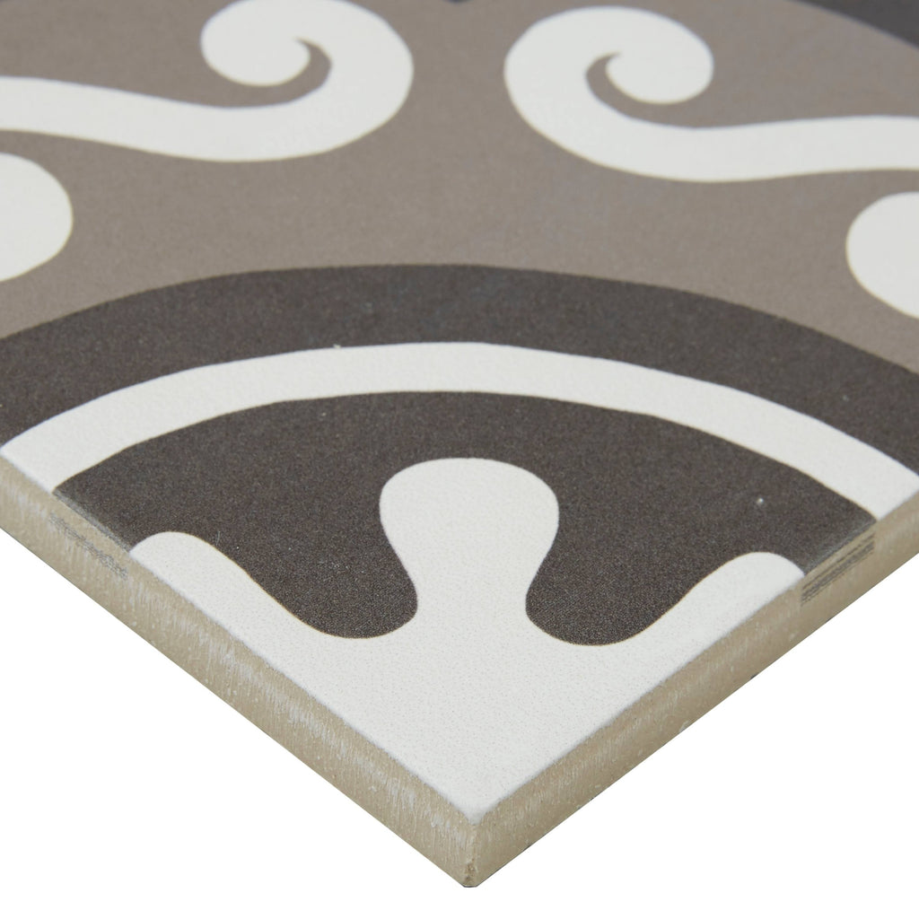 White & Brown 8x8 Decorative Tile U3998