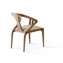 Solid Wood & Faux Leather Dining Chair in Walnut/Beige K46389