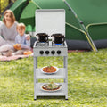 Portable 4 Burner Gas Stove with Support Leg Stand and Storage Rack J1771