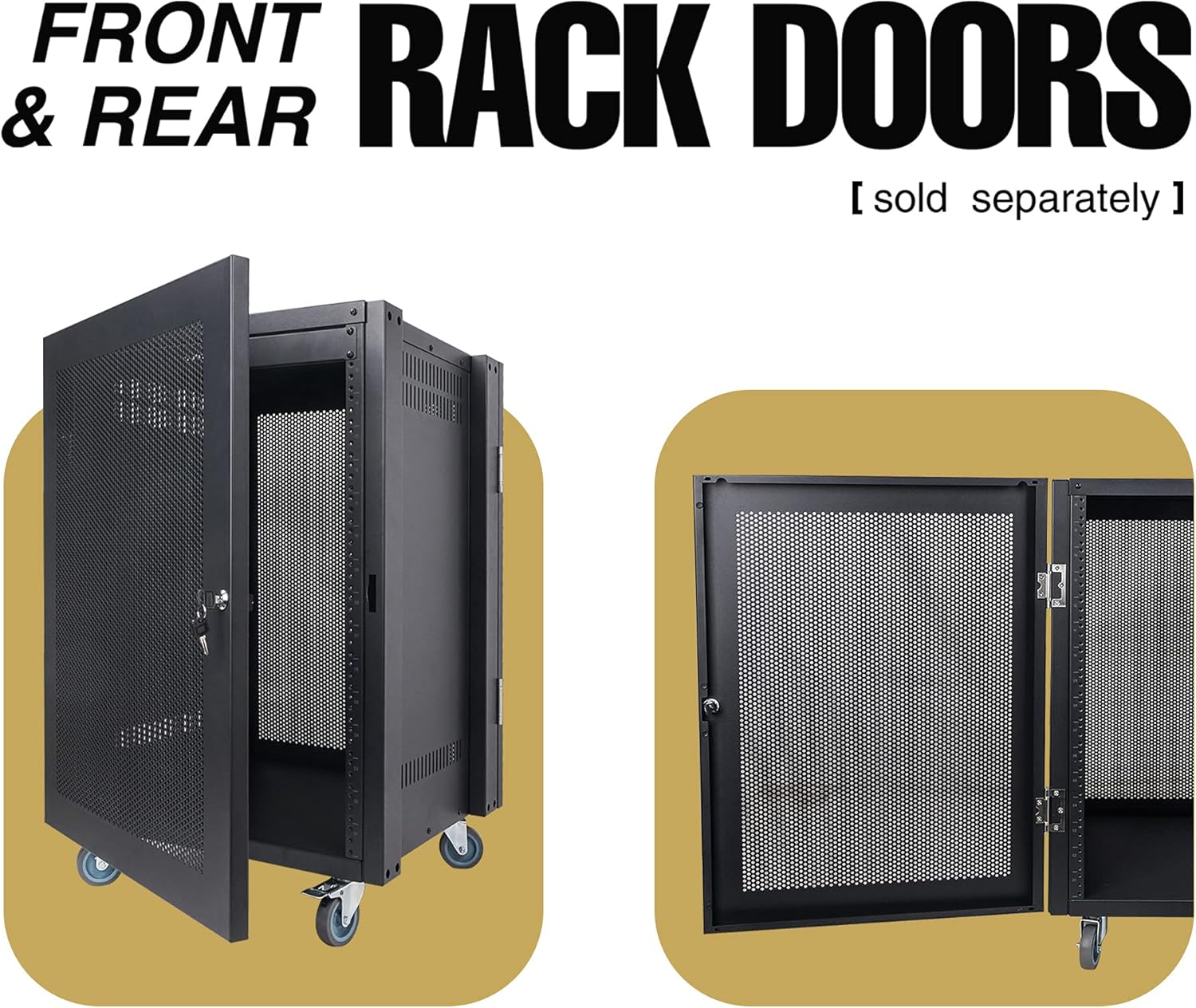 8U Steel Rack with 3" Locking Casters and Vented Side Panels W63255