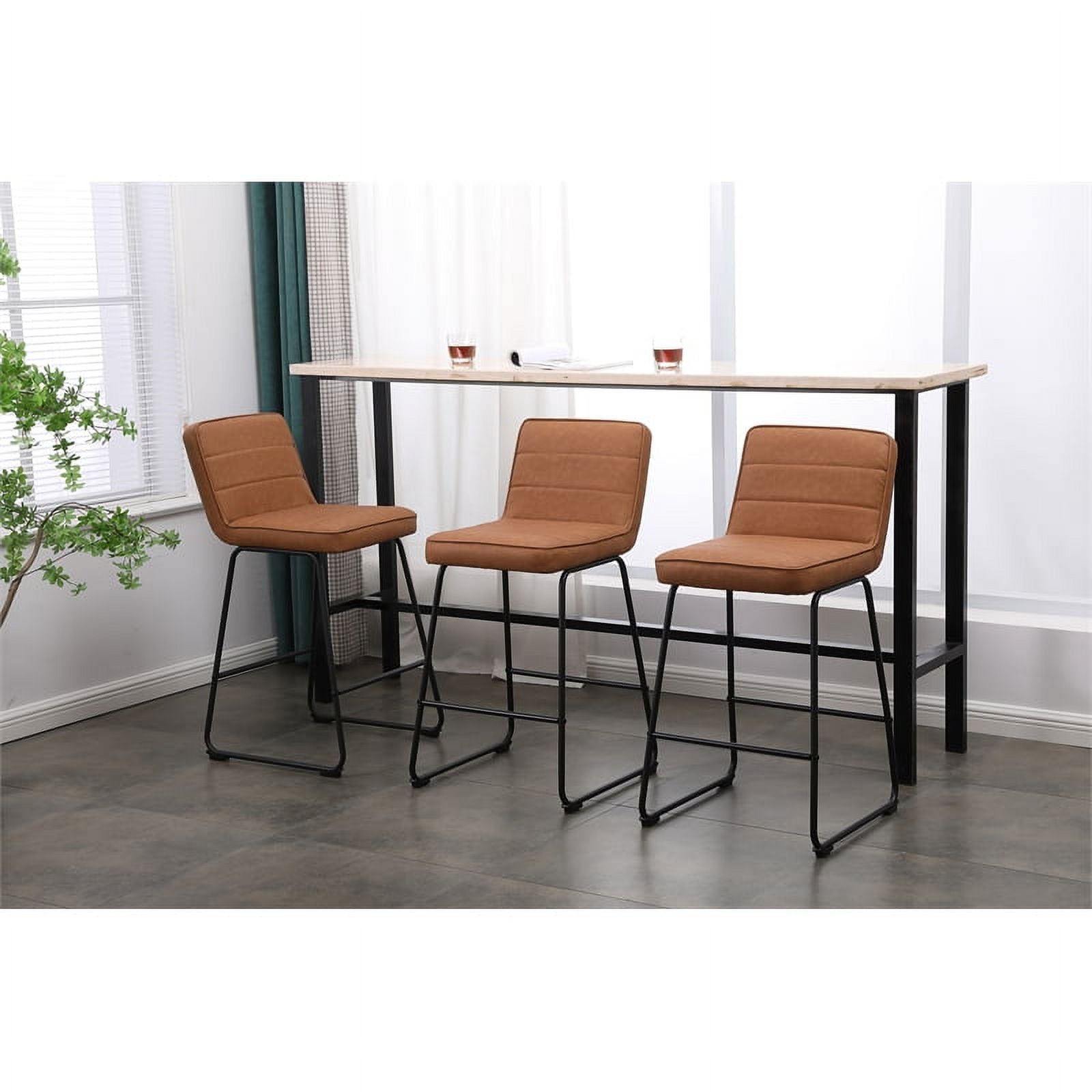 Faux Leather Counter Stool in Camel (Set of 3) C577709