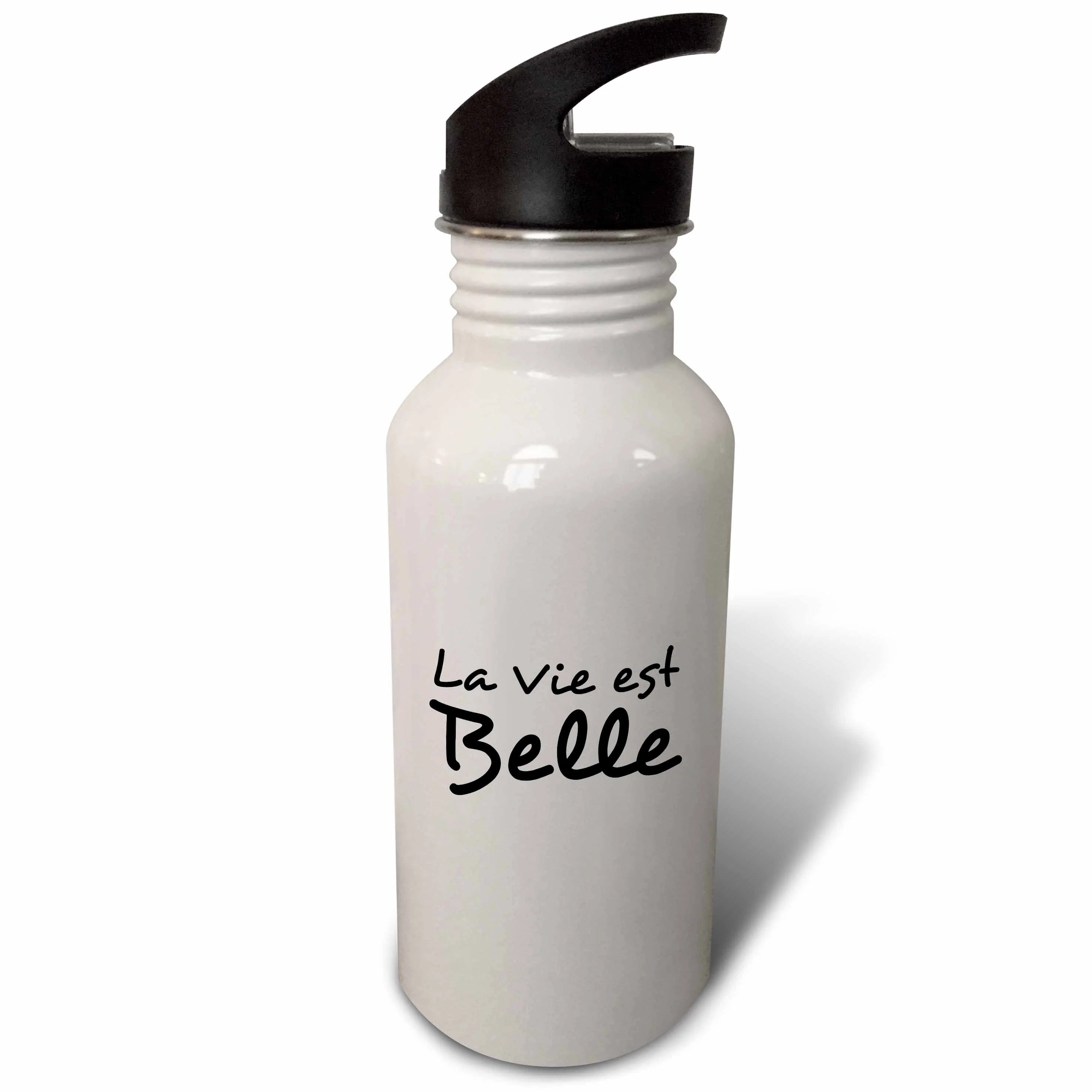 21 oz Black and White Sports Water Bottle E3458