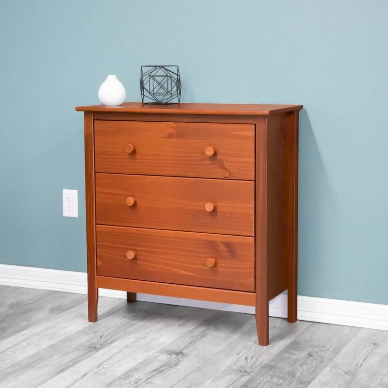 Solid Pine 3-Drawer Chest, Pecan Brown F544