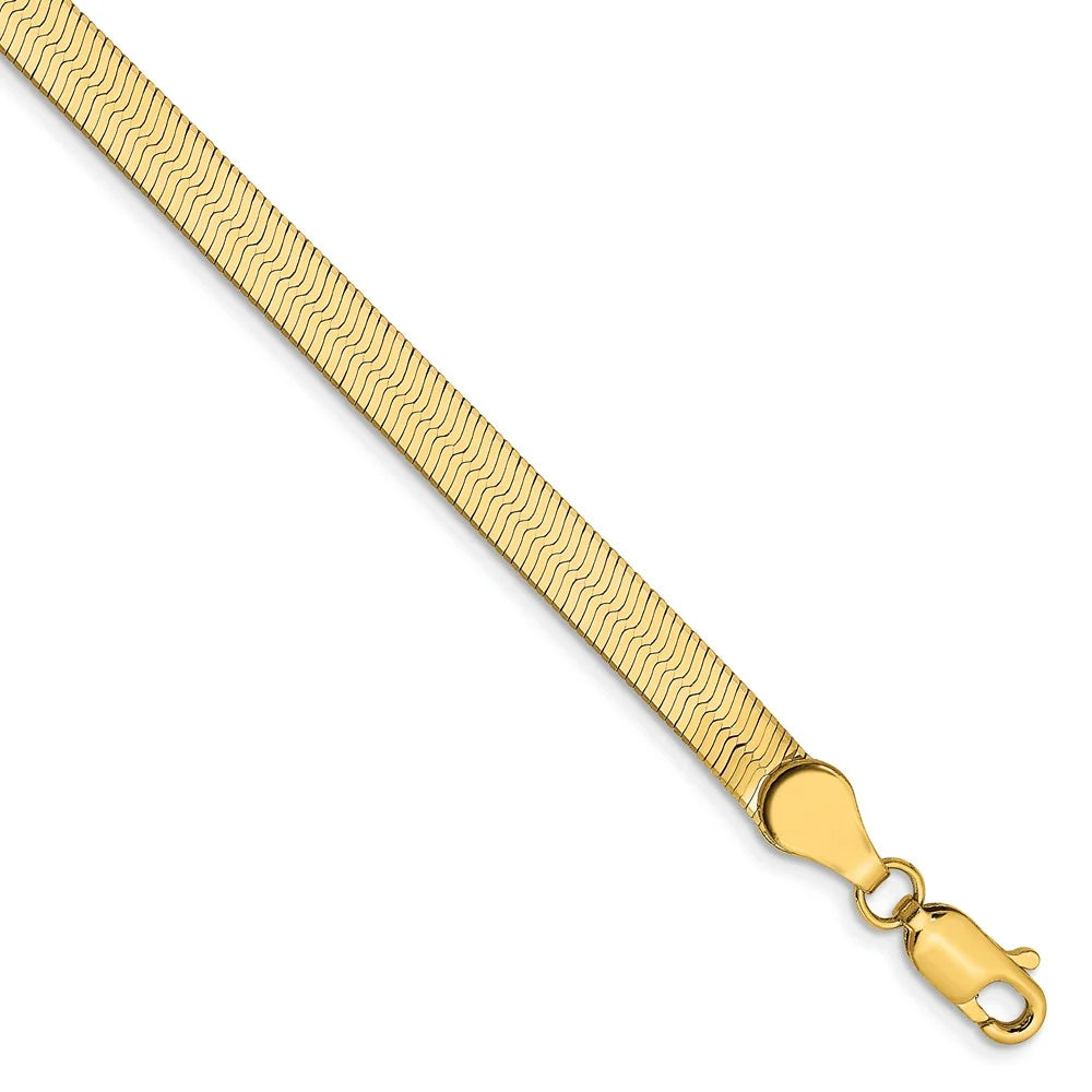 14kt Yellow Gold 4mm Herringbone Chain Bracelet 8 inch Y116
