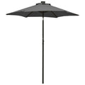 Anthracite Garden Folding Beach Umbrella with LED Lights and Aluminum Pole M4255