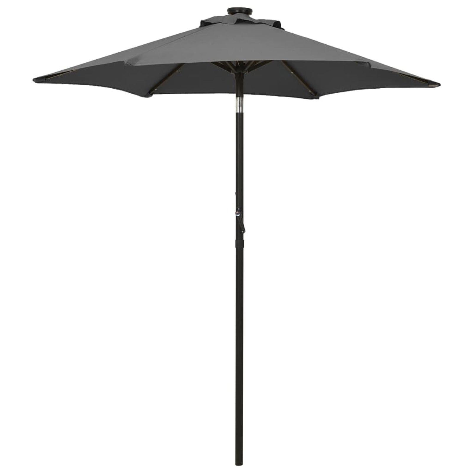 Anthracite Garden Folding Beach Umbrella with LED Lights and Aluminum Pole M4255