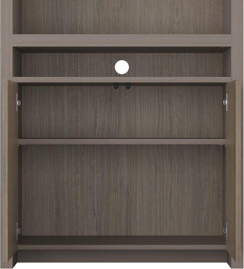 Tall 6 Shelf Bookcase with Doors in Restored Gray X14300
