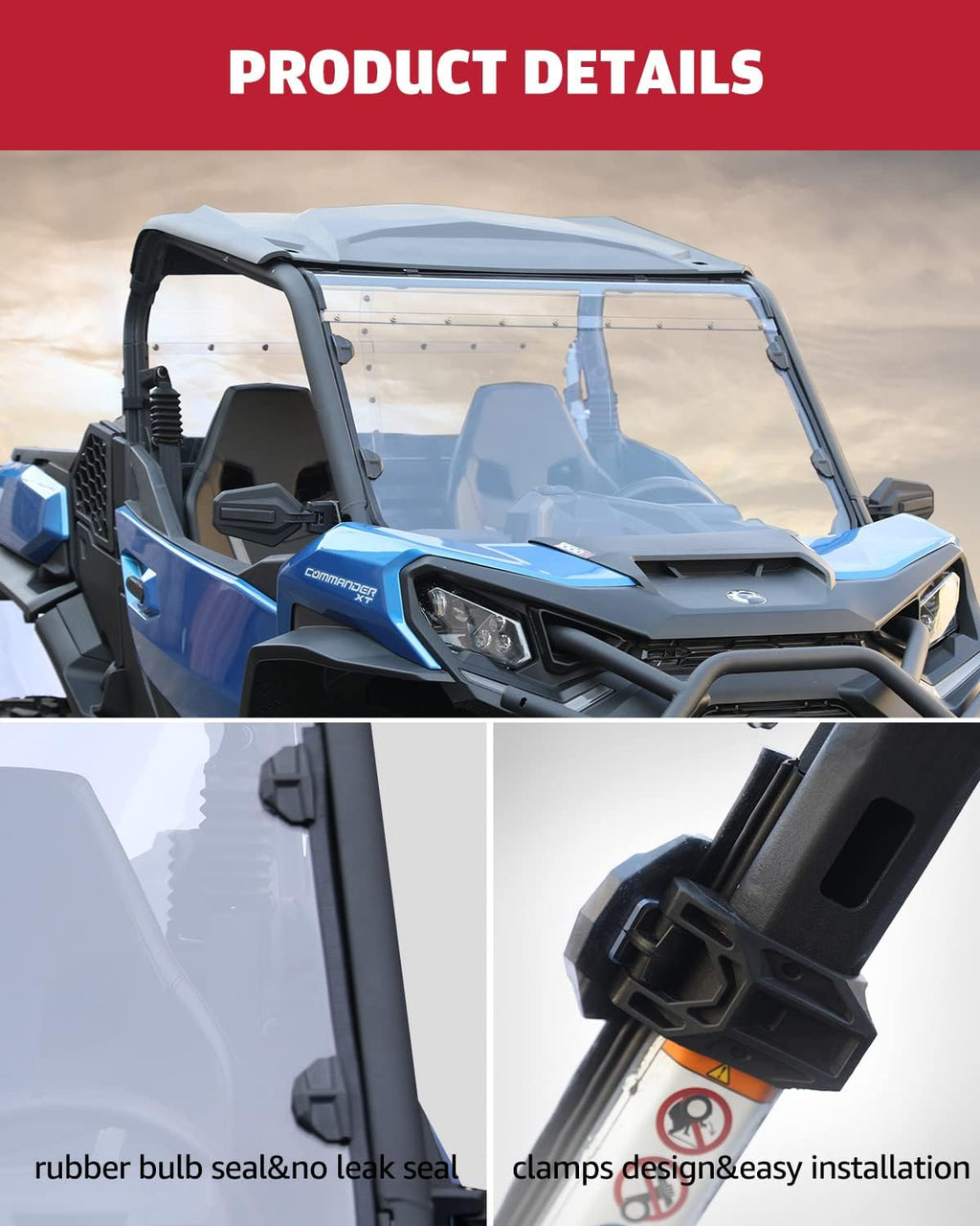 Clear Tough Polycarbonate Front Windshield for Can Am Commander 1000 A500