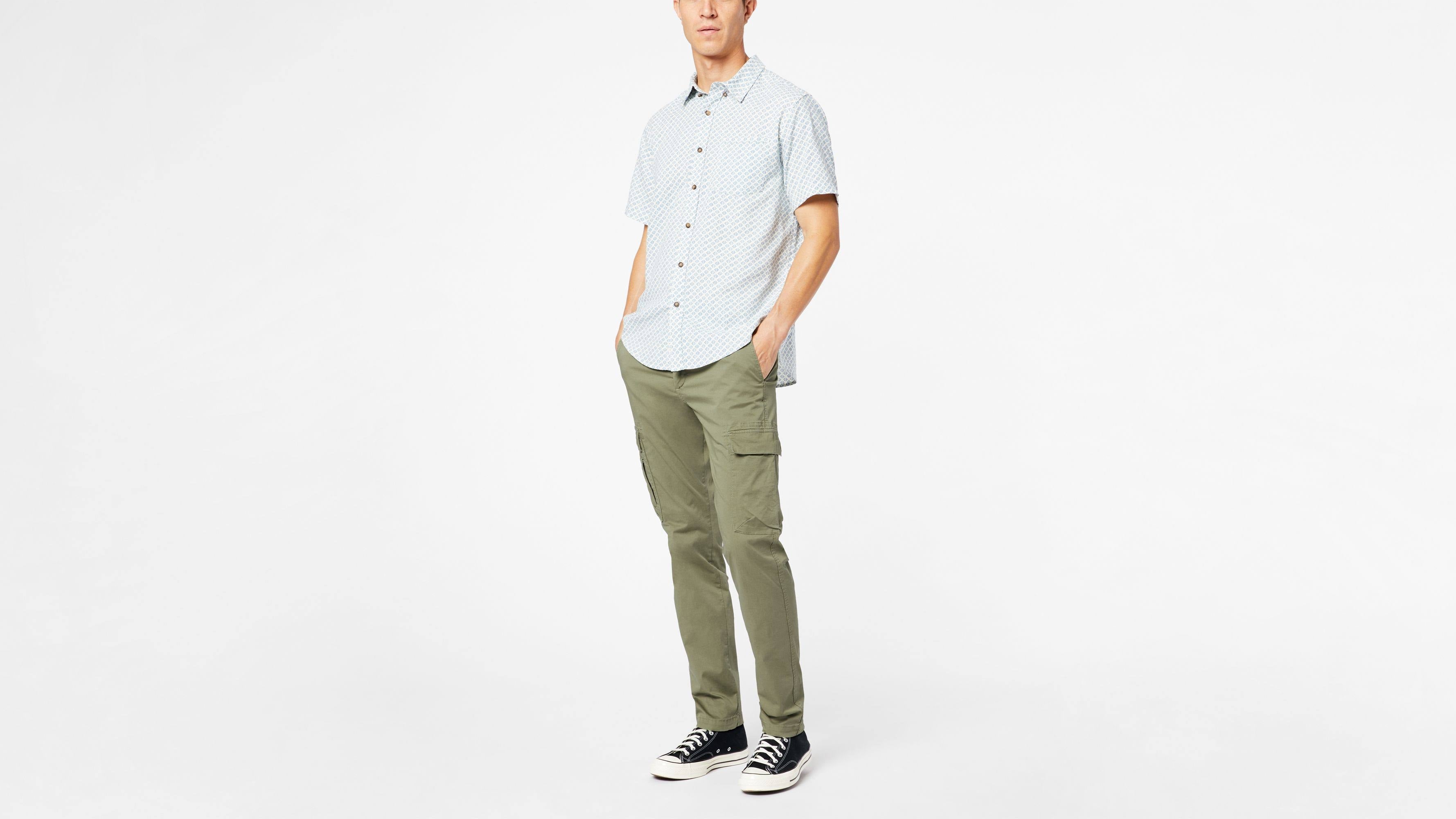Green Tapered Fit Cargos Z4016