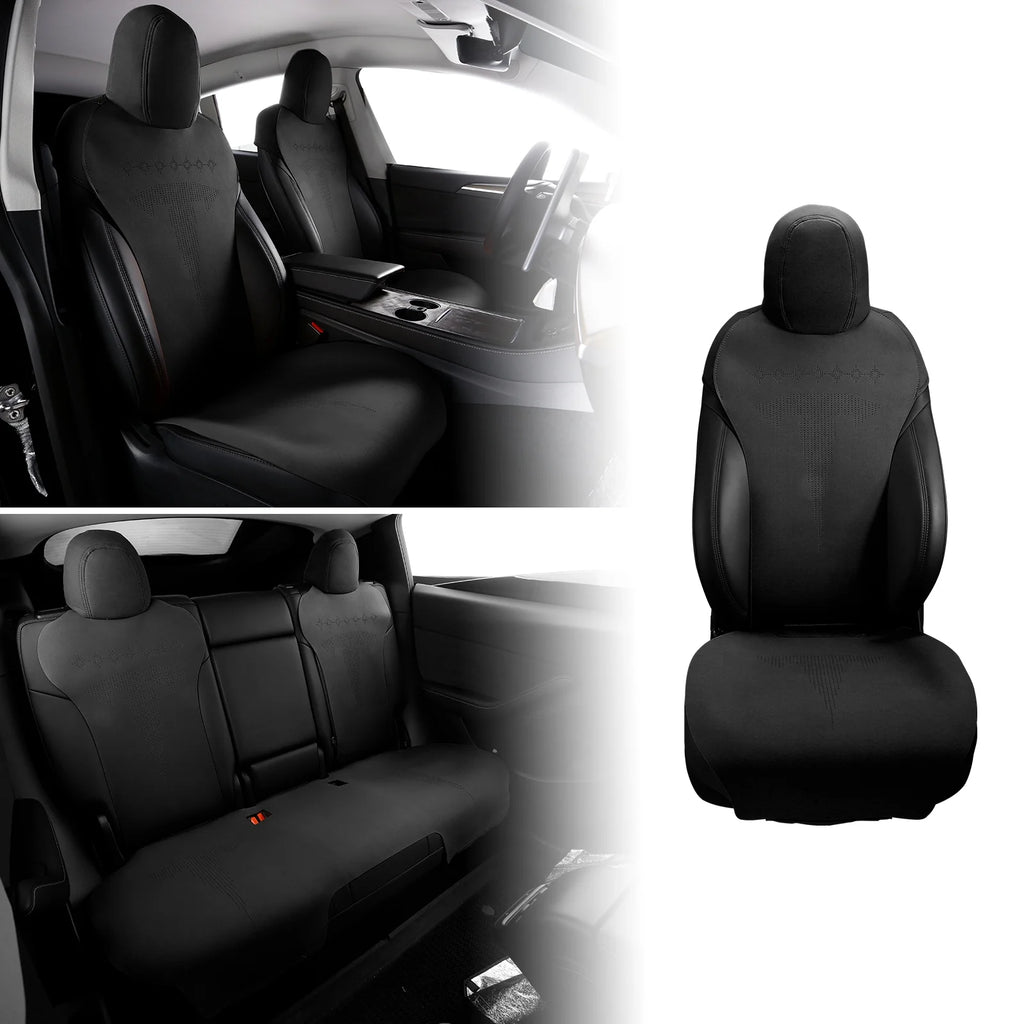 Black Suede Leather Seat Cover Cushion Protectors W322385