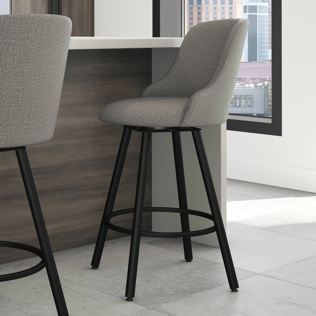 Swivel Counter Stool - Silver Grey Polyester / Black Metal G787344