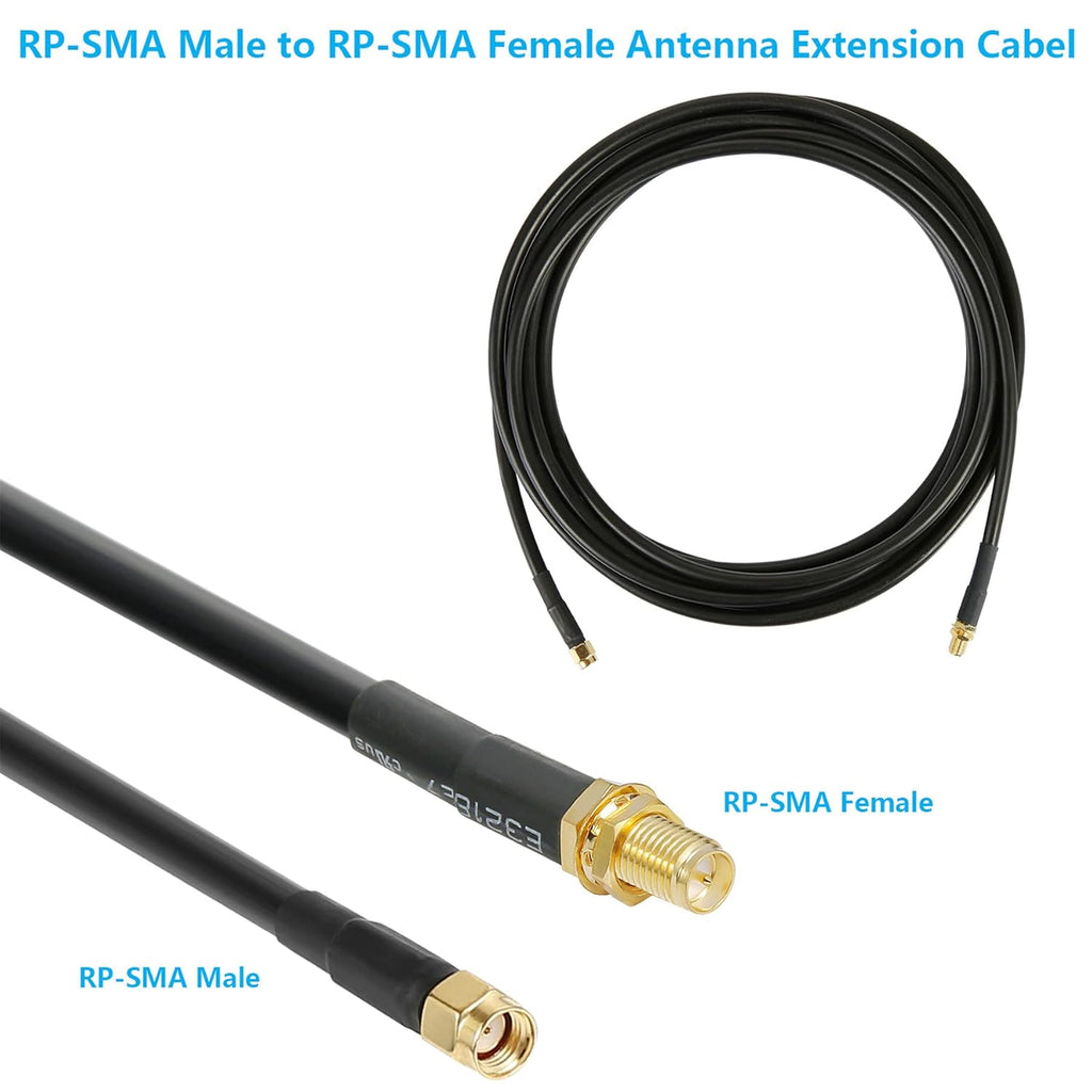 36 ft RP-SMA Male to RP-SMA Female Extension Cable 50 Ohm Pure Copper Low-Loss Coax Jumper G881580