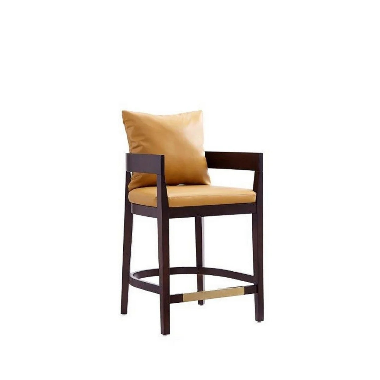 Camel and Dark Walnut Beech Wood Counter Height Bar Stool O340