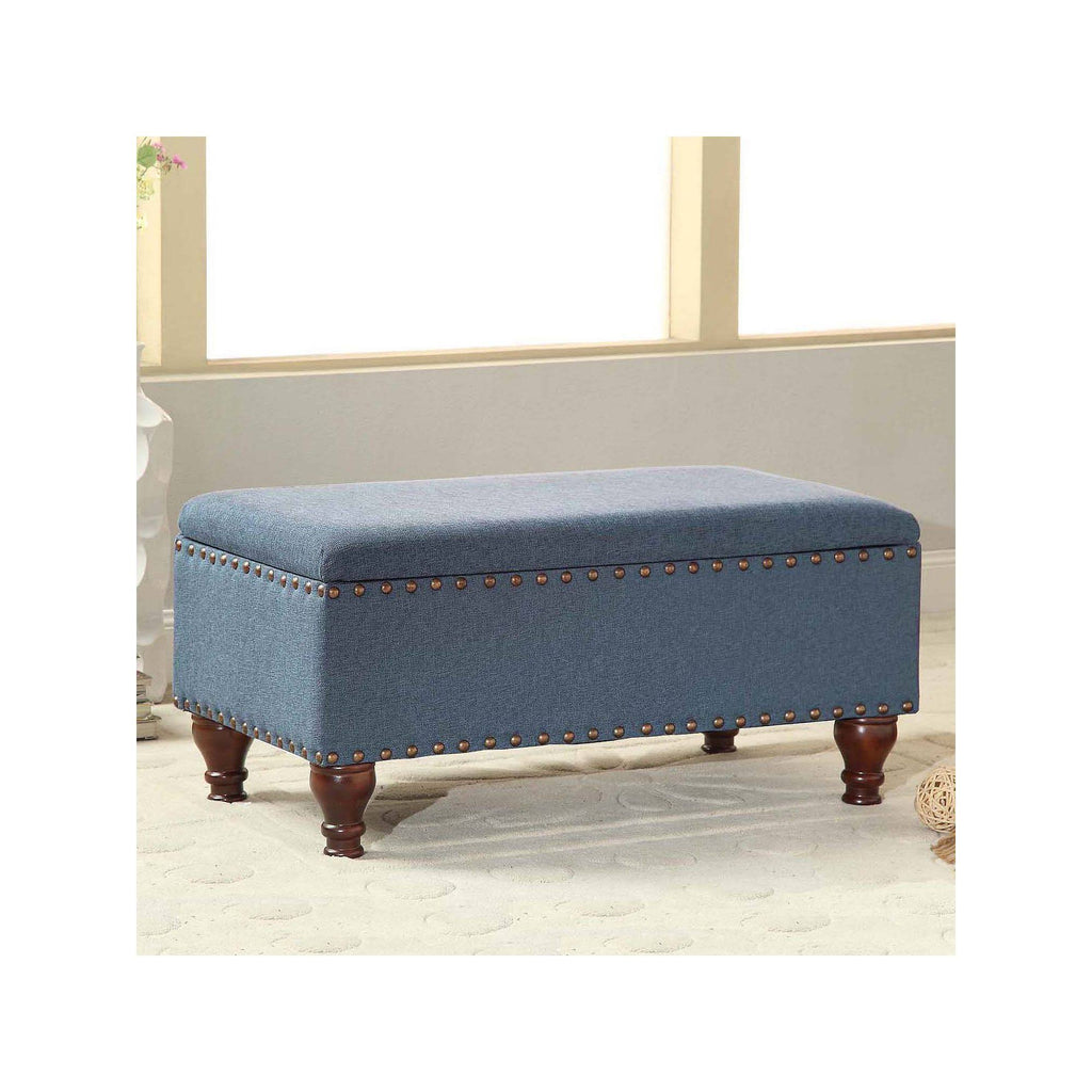 Blue Nailhead Storage Bench N272292