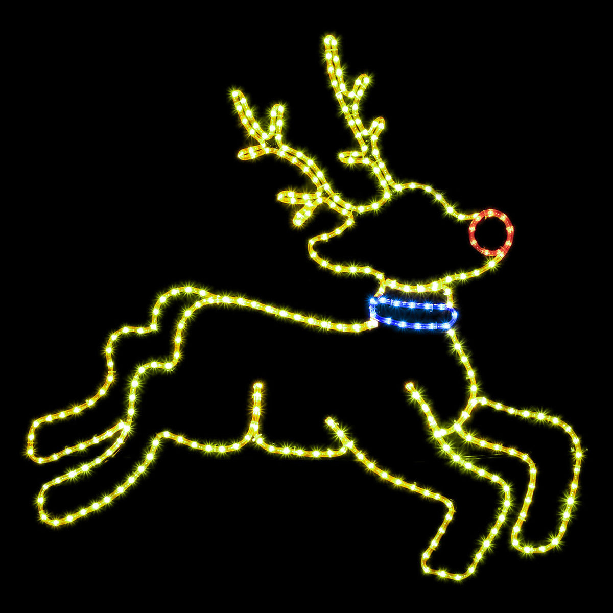Yellow Blue and Red LED Rope Light Rudolph Reindeer Motif I30663