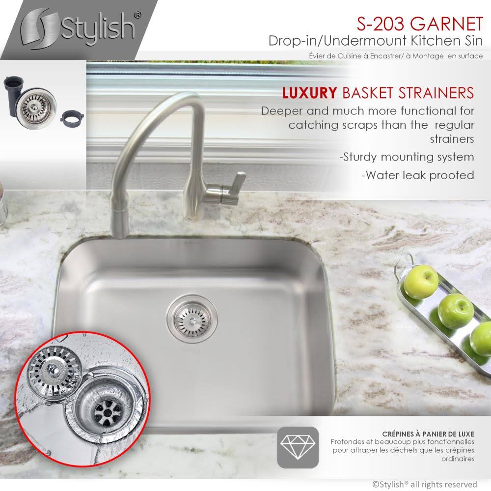 Single Basin Undermount Kitchen Sink with Strainer T40968