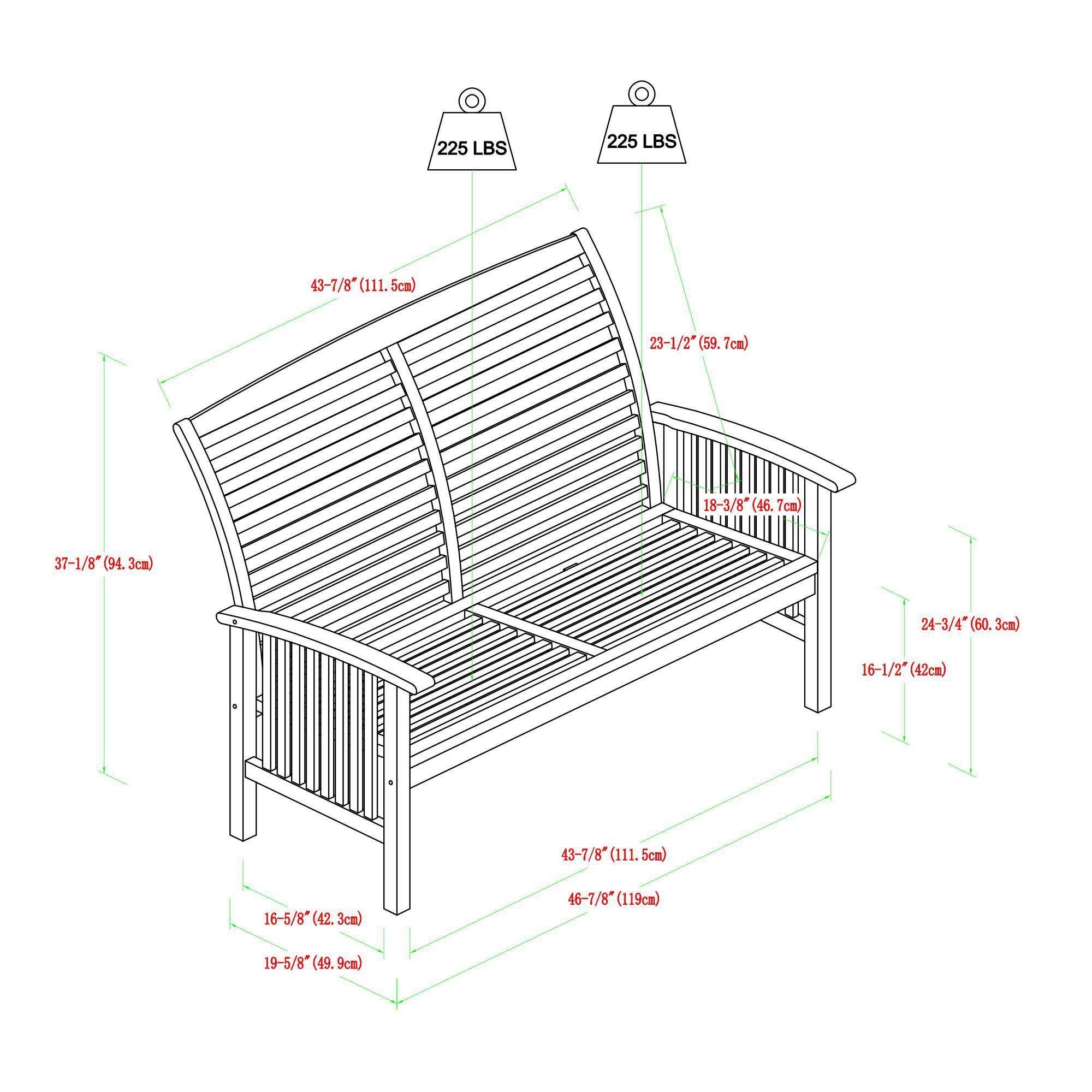 Acacia Wood Patio Loveseat Bench - Brown O6531