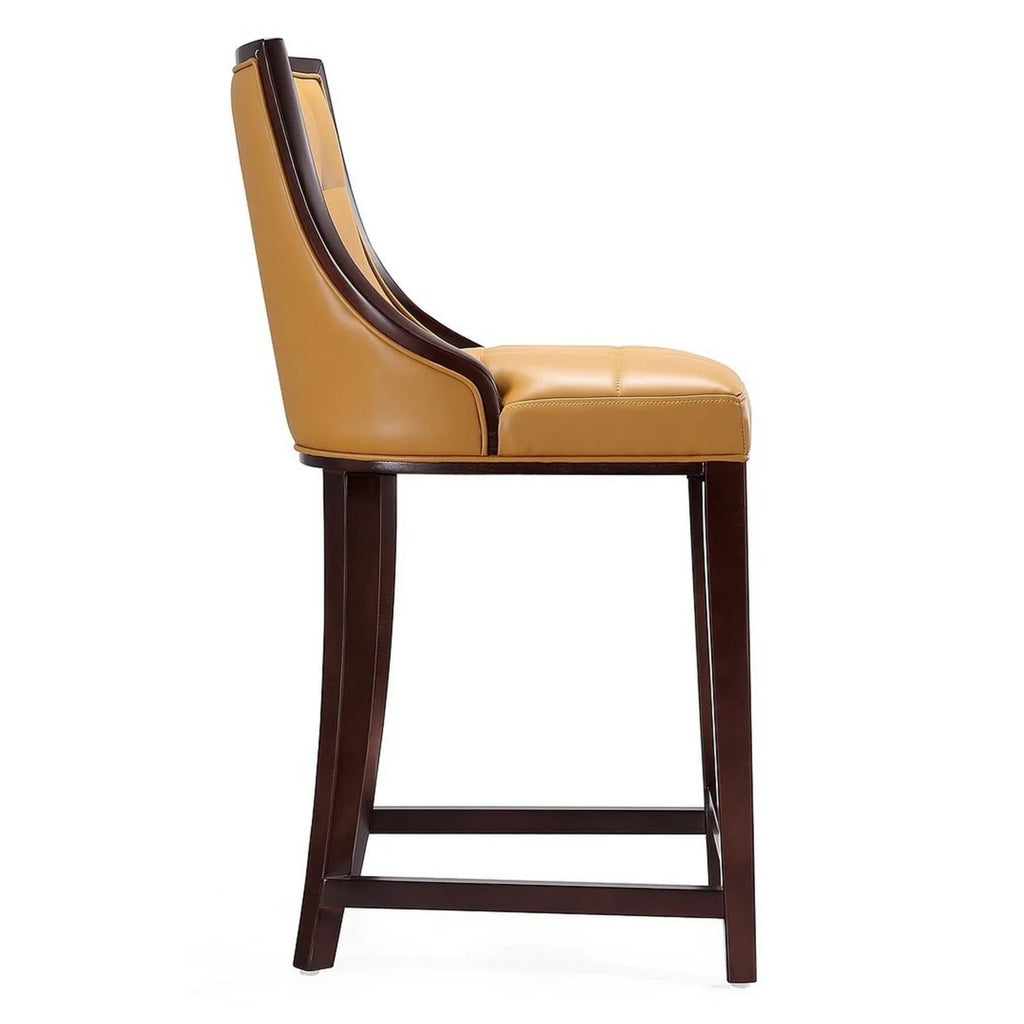 Camel and Dark Walnut Beech Wood Counter Height Bar Stool G345