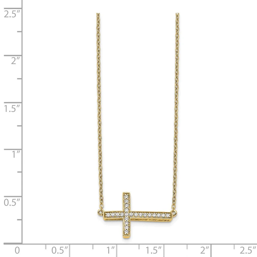 14kt Yellow Gold Diamond Cross Necklace X332