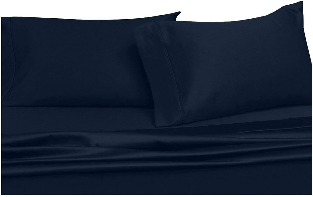 Solid White 4PC California King Cotton Sateen Deep Pocket Bed Sheet Set A613783