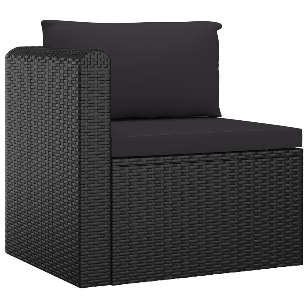 4 Piece Poly Rattan Patio Sofa Set with Cushions Black D647438