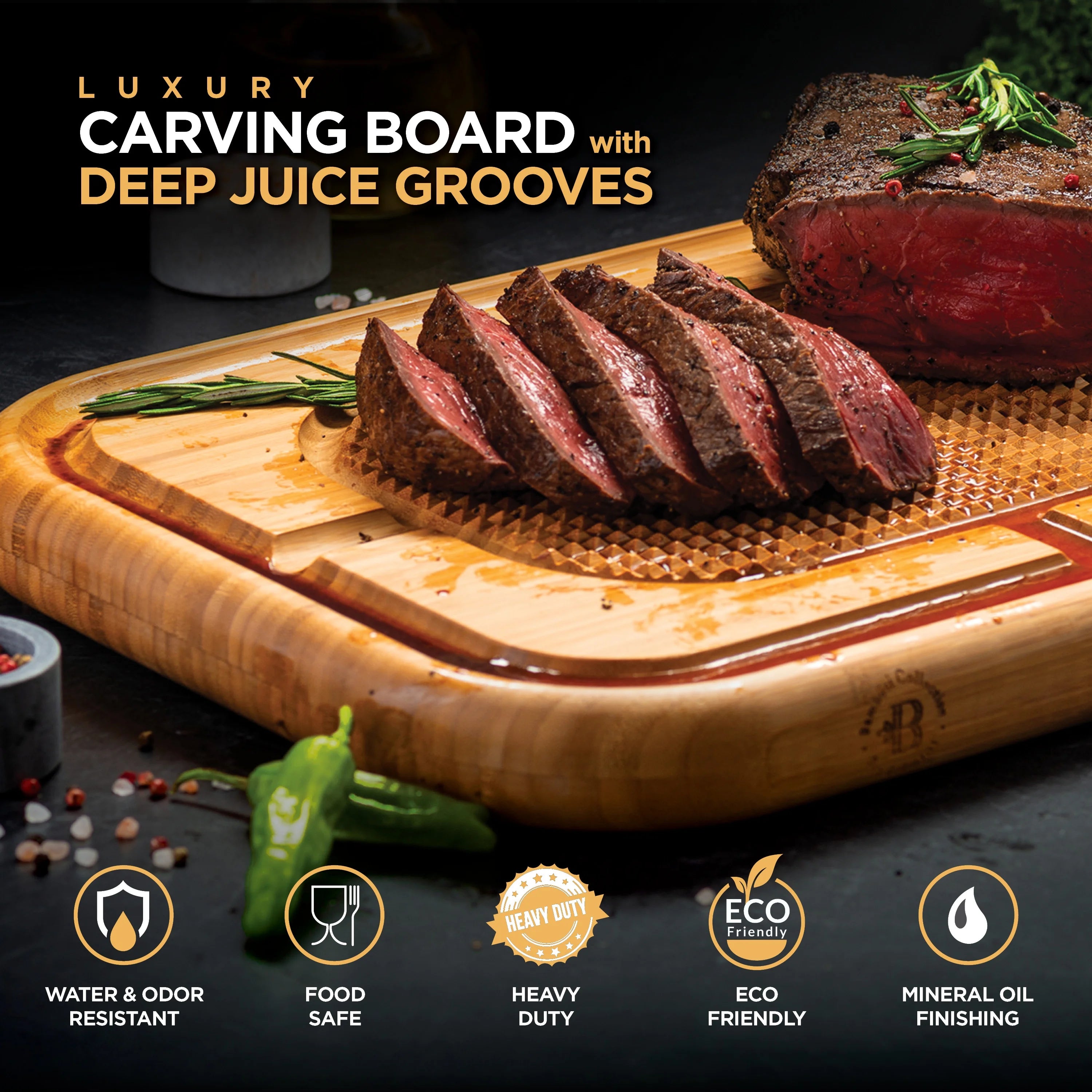 Bamboo Extra Large Cutting Board with Deep Juice Groove M6812