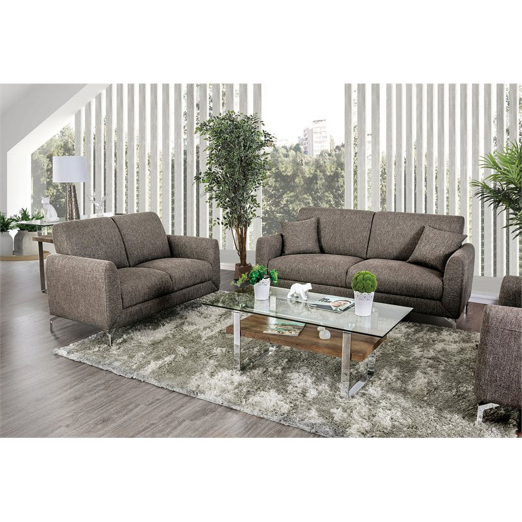 Brown Fabric Upholstered Loveseat W920
