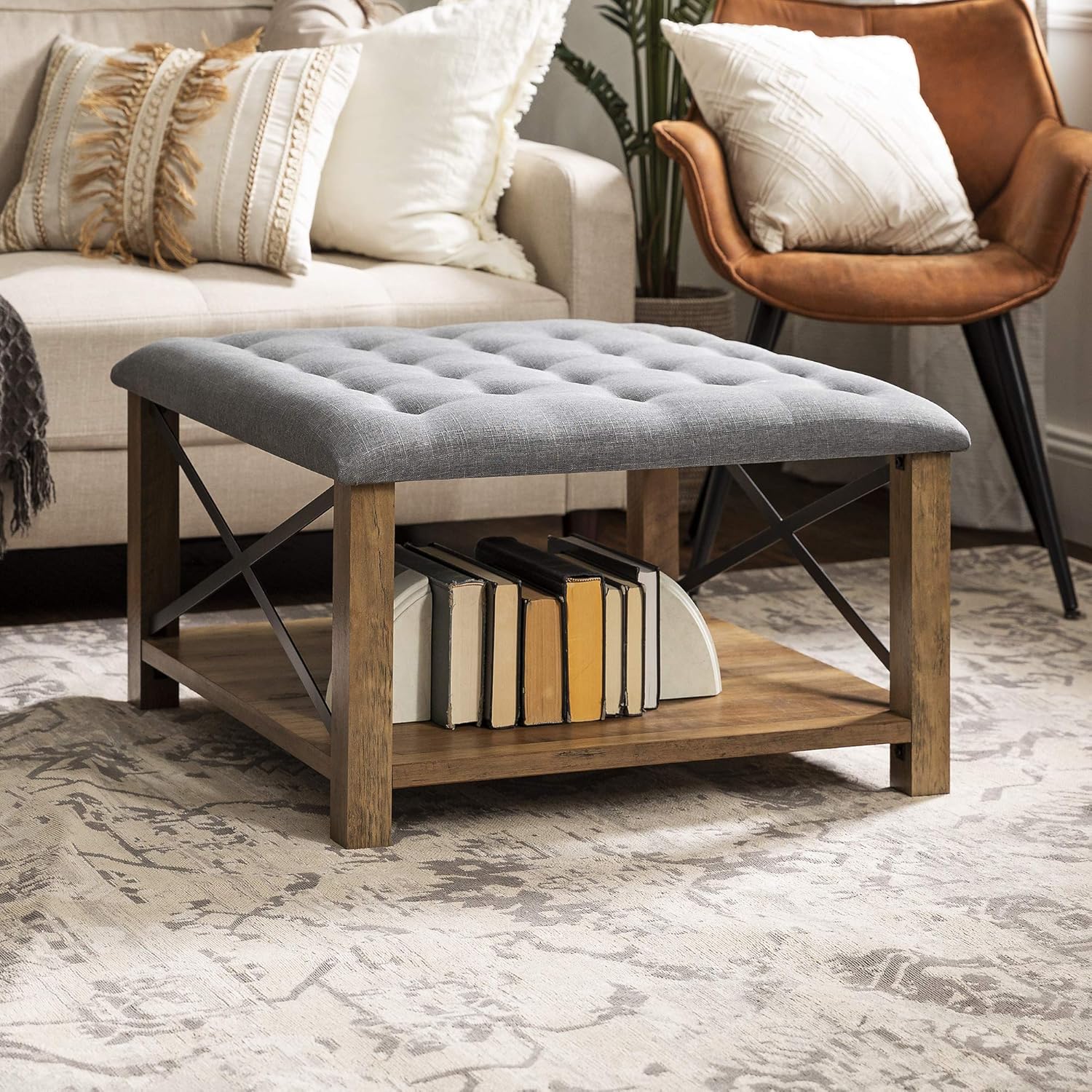 Grey Tufted Ottoman A320846