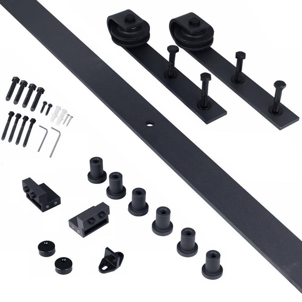 Charcoal Black Solid Wood Interior Sliding Barn Door with Hardware Kit V905