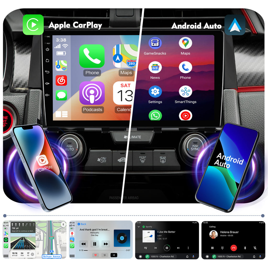 9 Inch Touchscreen Double Din Car Stereo with Wireless Carplay Android Auto Backup Camera Z588
