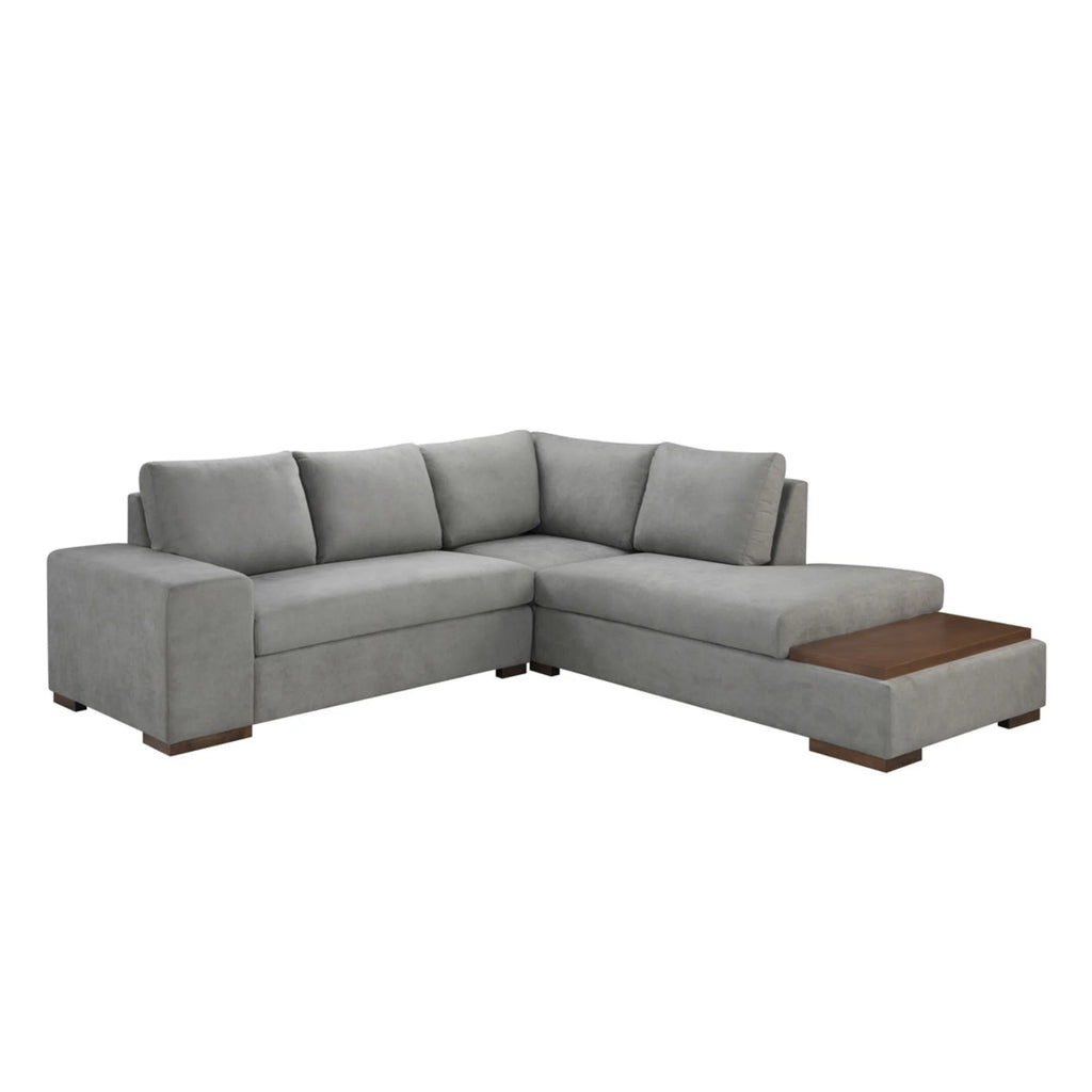 Bianca Gray Fabric Sectional Sofa with Console Table and Right Hand Facing Chaise B47448