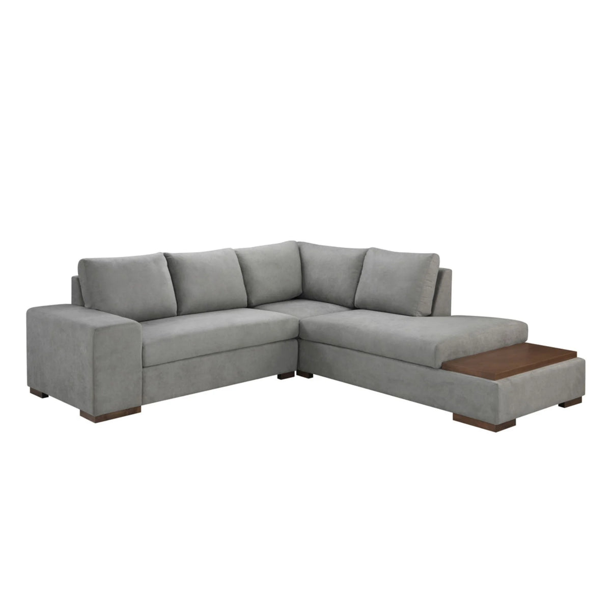 Bianca Gray Fabric Sectional Sofa with Console Table and Right Hand Facing Chaise B47448