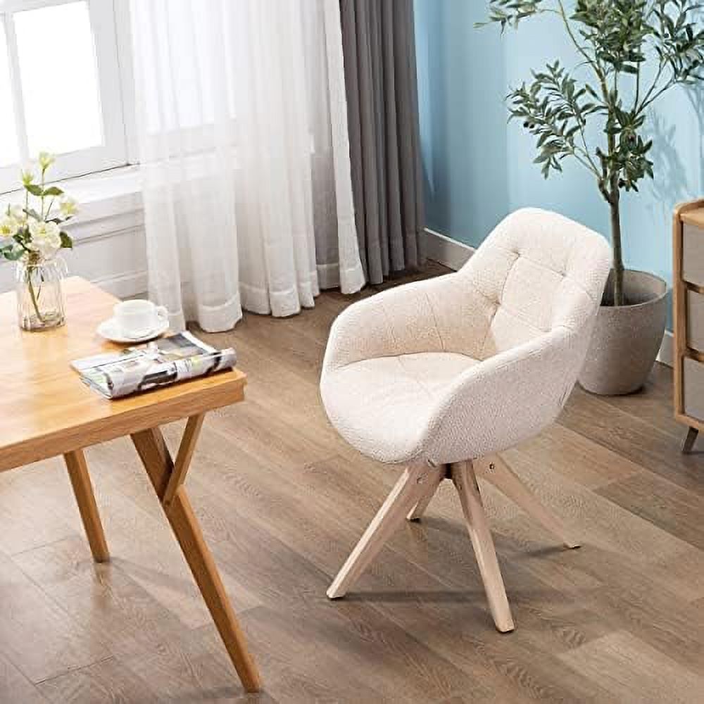 Mid Century Modern Swivel Fabric Accent Chair with Oak Wood Legs B7025