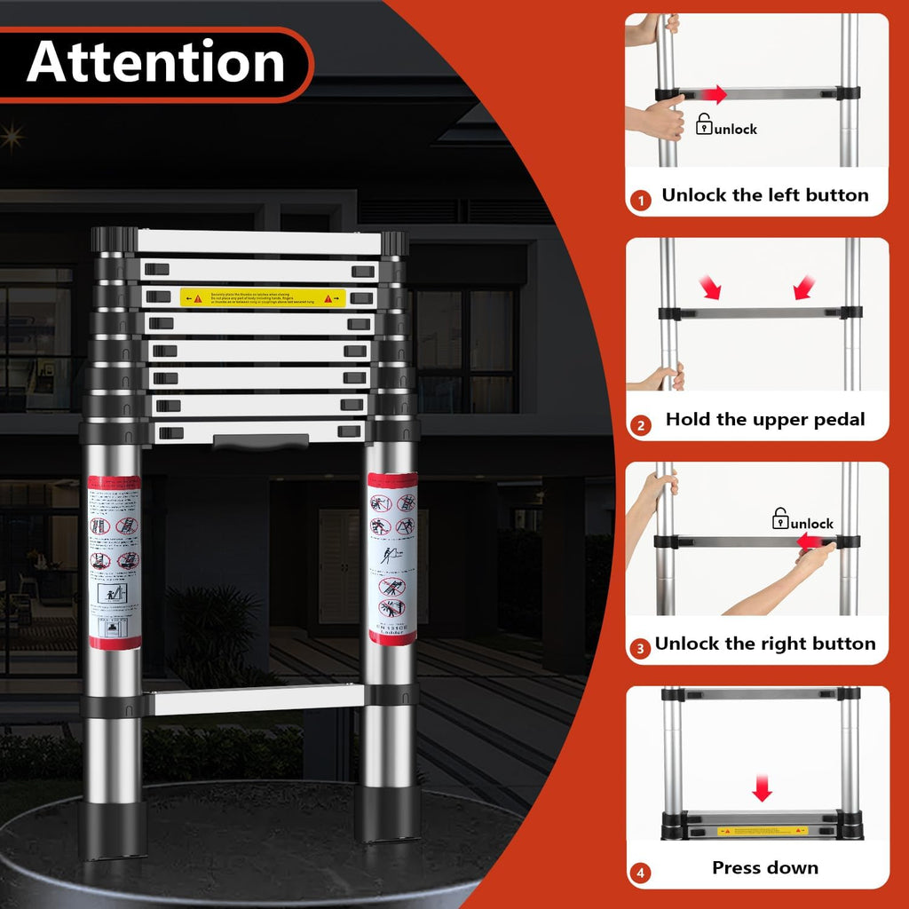 8.5 Ft Compact Aluminum Telescoping Ladder U21637